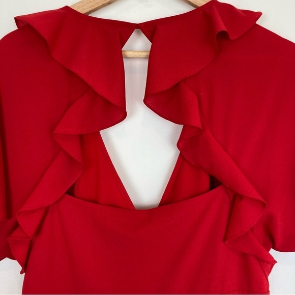 Whistles Abigail frill wrap dress in red. Estimated size 10. - Picture 6 of 6